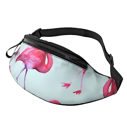 Bauchtasche mit verstellbarem Gürtel für Damen und Herren, Motiv: rosa Flamingos, für Sport, Laufen, Wandern, Joggen, Pink Flamingos, Einheitsgröße von Faduni