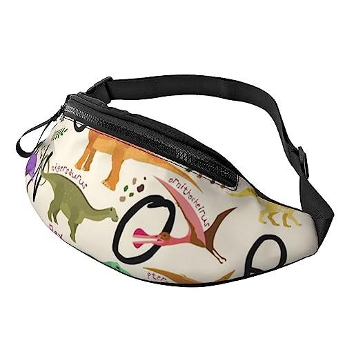 Gürteltasche mit verstellbarem Gürtel für Herren und Damen, mit Herzmuster, Batikfärbung, für Sport, Laufen, Wandern, Joggen, Stilvolle Lern-Alphabete mit Dinosauriern, Einheitsgröße von Faduni