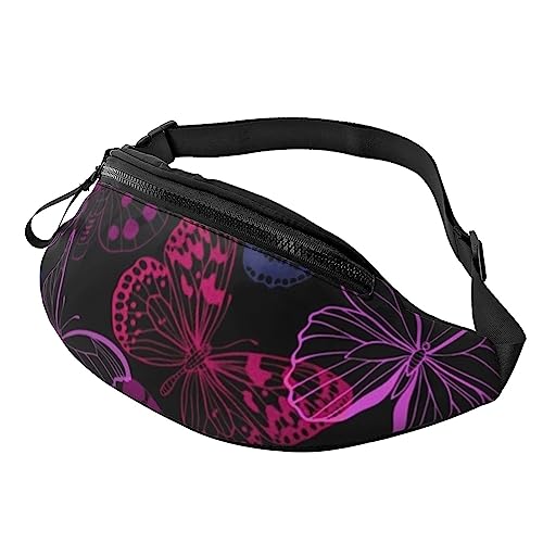 Hüfttasche mit tropischem Hibiskusblüten-Design, Bauchtasche mit verstellbarem Gürtel für Männer und Frauen, Sport, Laufen, Wandern, Joggen, rosa Schmetterling (Pink Butterfly), Einheitsgröße von Faduni