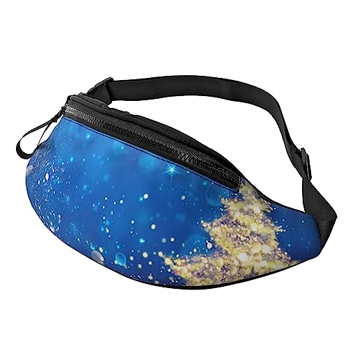 Llama Hüfttasche Bauchtasche Bauchtasche mit verstellbarem Gürtel für Männer Frauen Sport Laufen Wandern Joggen, Goldfarbener Weihnachtsbaum, Einheitsgröße von Faduni