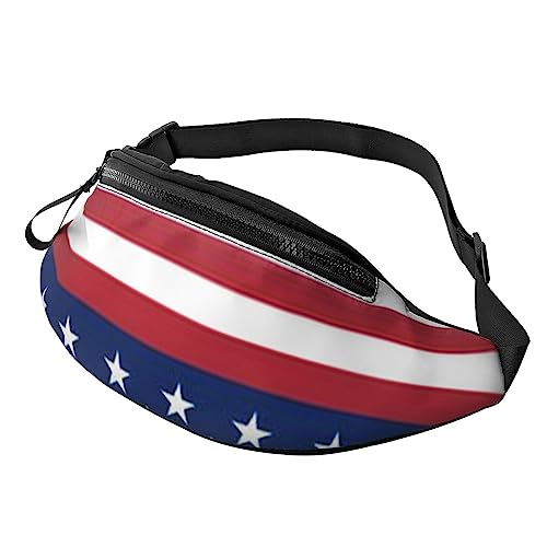 Magisches Muster Hüfttasche Bauchtasche Bauchtasche mit verstellbarem Gürtel für Männer Frauen Sport Laufen Wandern Joggen, Amerikanische Flagge Sterne Streifen, Einheitsgröße von Faduni