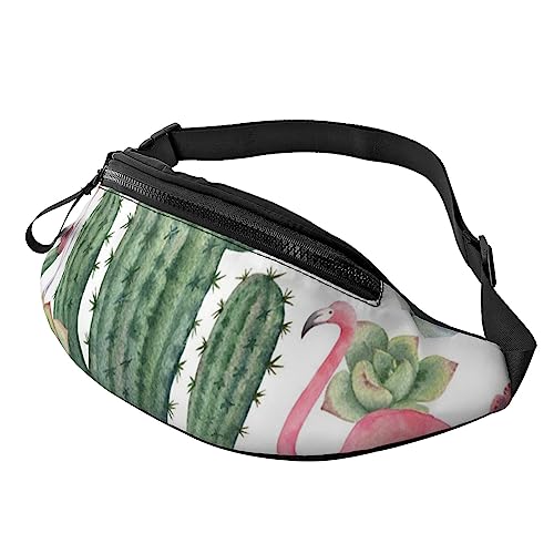 Schöne Gürteltasche mit verstellbarem Gürtel für Männer und Frauen, Sport, Laufen, Wandern, Joggen, Pink Flamingo Sukkulenten Pflanzen, Einheitsgröße von Faduni