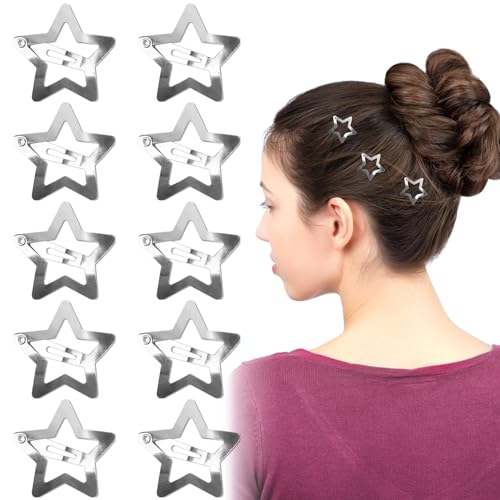 10 Stück Silber Stern BB Haarspangen,Star Hair Clip,Metall Snap Mini Stern haarspangen,Nette Stern Einfache Zubehör Kopfschmuck für Frauen und Mädchen von Fagent