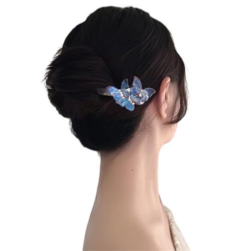 Acryl-Haarspangen mit 3 Schmetterlings-Dekorationen, chinesische Haarstäbe, perfektes Geschenk für Frauen, Haar-Accessoires, Frisuren-Zubehör von Fahoujs
