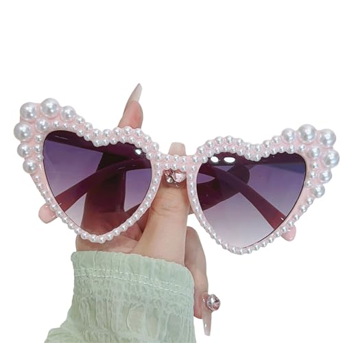 Fahoujs Elegante Herz-Sonnenbrille, UV400, lässige Sonnenbrille, perfekt für besondere Versammlungen, Cosplays, Party, Damen-Sonnenbrille, grau von Fahoujs