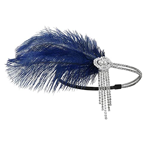 Glitzerndes Haarband für Damen, 1920er-Jahre, Flapper-Kopfschmuck, Zubehör für Gatsby-Party, elegantes Feder-Stirnband, Feder-Stirnbänder für Damen, 1920er Jahre von Fahoujs