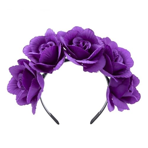 Haarband aus Kunststoff, Blumen-Haarband für Damen, Rose, Blume, Stirnband, Karneval, Party, Haarband, elegantes Blumenhaar, Ornament, Blumenstirnband für Frauen und Mädchen von Fahoujs