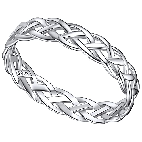 FaithHeart 925 Silber Damenring Irischer Keltischer Knot Fingerring 4mm Bandring Ehering Partnerring Verlorbungsring Hochzeitsring für Braut Brautjungfer von FaithHeart