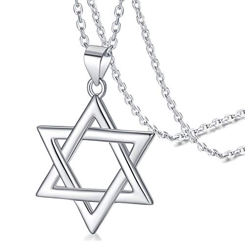 FaithHeart 925 Silber Davidstern Anhänger Silber Hexagramm Halskette mit Geschenkebox für Damen Herren von FaithHeart