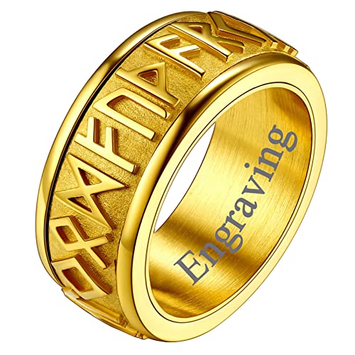 FaithHeart 9mm breit Fingerring drehbarer Mittelring Viking Rune Bandring Herren Männer Spinnerring Fingerring für Freunden Ehemann von FaithHeart