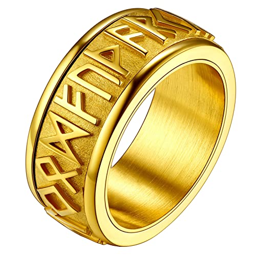 FaithHeart 9mm breit Spinnerring drehbarer Mittelring Herren Männer Viking Rune Fingerring mit Geschenkebox für Freunden Ehemann von FaithHeart