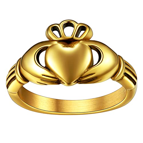 FaithHeart Damen Frauen Claddagh Fingerring Irischer Herz Versprechen Ring BFF Ring Verlorbungsring Hochzeitsring für Valentinstag Geburtstag von FaithHeart