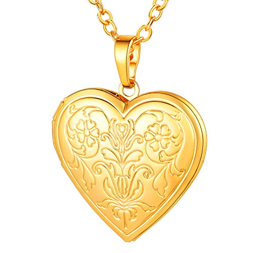 FaithHeart Damen Vergoldet Kette mit Foto Herz Medaillons mit Geschenkebox für Damen und Frauen von FaithHeart