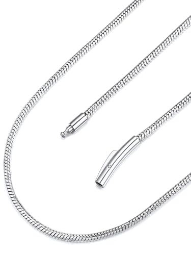 FaithHeart Edelstahl Halskette für Herren Damen 2mm breit Schlangenkette 55cm lang Kette mit Gravur für Freundin Mama Vater von FaithHeart