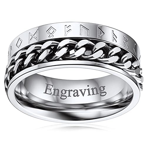 FaithHeart Edelstahl Herren Fingerring drehbarer Spinnerring mit Geschenkebox Punk Kettering mit Mittelring zum drehen Hip pop Ring Freundschaftsring mit Geschenkebox für Valentinstag von FaithHeart