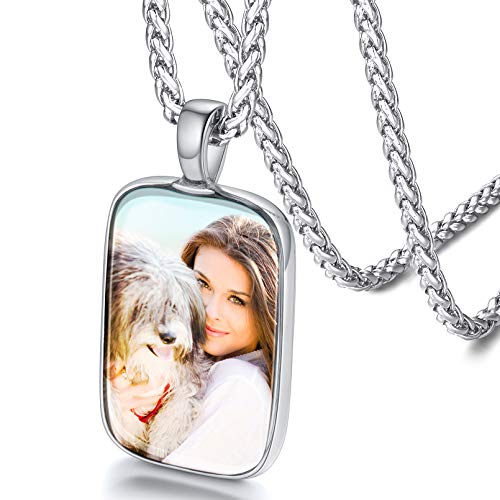 FaithHeart Edelstahl Kettenanhänger Herren Damen Rechteck Anhänger mit Foto Gravur Text Gravur Personalisiertes Geschenke von FaithHeart