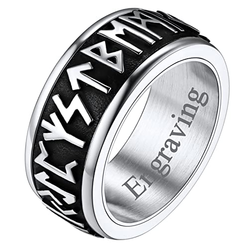 FaithHeart Edelstahl Spinnerring Herren Männer Drehbarer Mittelring mit Rune Symbol Viking Rune Fingerring mit Geschenkebox für Valentinstag Weihnachten von FaithHeart