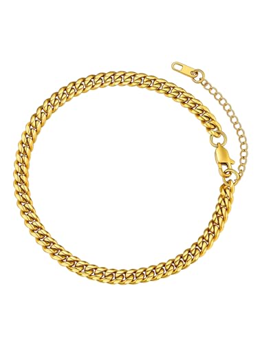 FaithHeart Fußkette für Frauen, Gold Fußkettchen 22cm lang, Massive Panzer Fußschmuck für Geburtstag Muttertag von FaithHeart