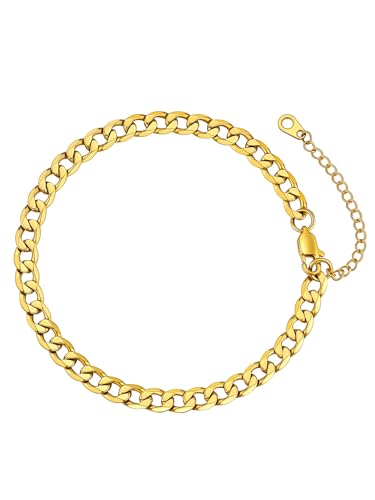 FaithHeart Fußkette für Frauen, Gold Fußkettchen 22cm lang, Panzer Fußschmuck für Geburtstag Muttertag von FaithHeart