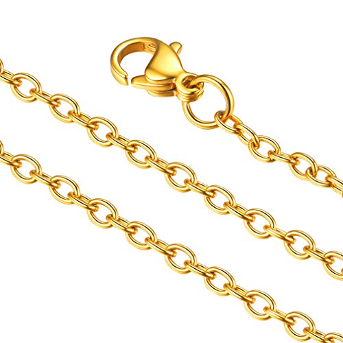 FaithHeart Goldene Erbskette für Damen Frauen, 2mm Breit Rolokette Gliederkette, Halskette Ohne Anhänger für Geburtstag Valentinstag Muttertag von FaithHeart