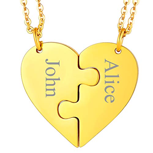 FaithHeart Gold personalisierte Namenskette aus Edelstahl Puzzle Herzkette Paar Kette für Liebespaar und Ehepaar als Valentinsstag/Jubiläum Geschenke von FaithHeart