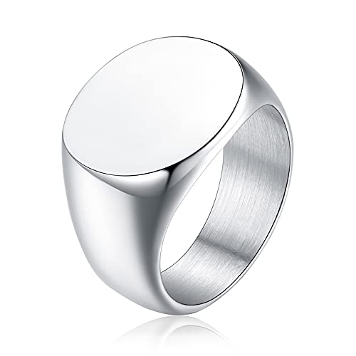 FaithHeart Edelstahl Glänzed Siegelring Herren Männer Oval Fingerring mit Geschenkebox für Valentinstag Geburtstag Vatertag von FaithHeart