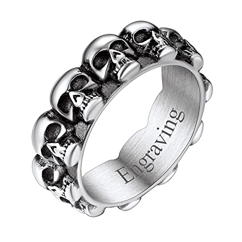 FaithHeart Herren Männer Fingerring Retro Stil Totenkopf Ring Punk Gotik Schädel Fingerring für Weihnachten Valentinstag von FaithHeart