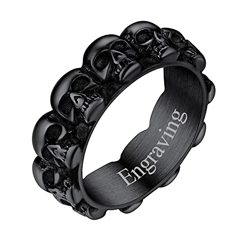 FaithHeart Herren Männer Totenkopf Fingerring Punk Gotik Schädel Ring Retro Stil Fingerring mit Gravur für Ehemann Freunden von FaithHeart