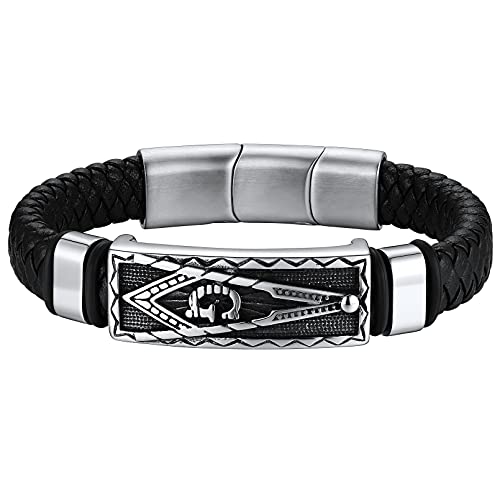 FaithHeart Personalisierter Freimaurer Lederarmband Herren Männer Freimaurer Armskette herren Gotik Freundschaftsarmband mit Geschenkebox für Freunden Ehemann von FaithHeart