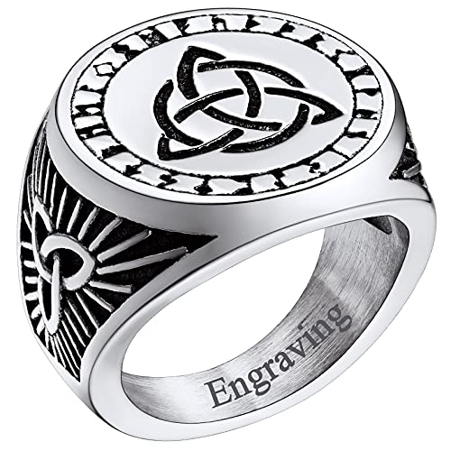 FaithHeart Personalisierter Keltischer Knot Fingerring mit Rune Trinity Fingerring mit wählbar Ringgröße Damen Herren Vintag Wikinger Fingerring mit Geschenkebox für Valentinstag Weihnachten von FaithHeart