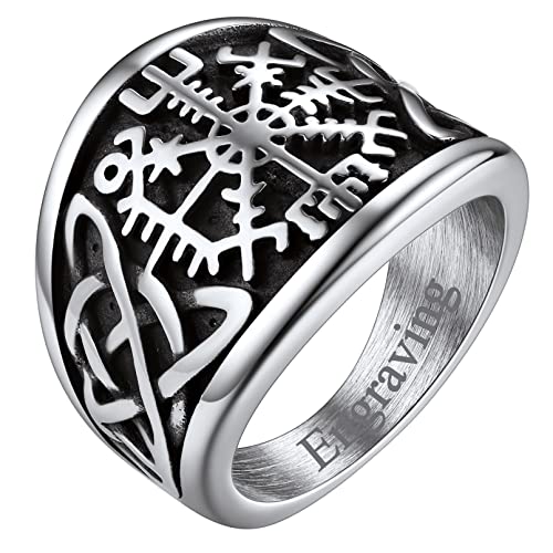 FaithHeart Personalisierter Nordischer Kompass Fingerring mit Keltischer Knot Viking Style Vegvisir Ring Wikinger Fingerring für Herren Männer von FaithHeart