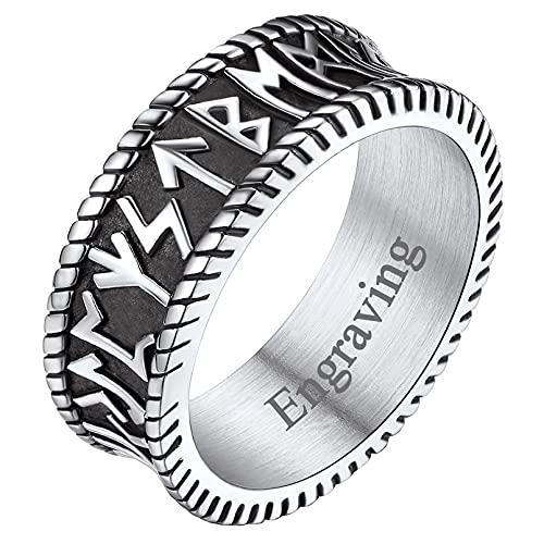 FaithHeart Personalisierter Viking Rune Fingerring mit Rune Symbol drehbarer Punk Bandring mit Geschenkebox für Weihnachten Valentinstag von FaithHeart