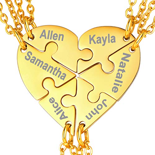 FaithHeart Puzzle herzkette für 6 personalsierte herzkette mit Namen Gravur für Kinder und Jugendlilchen von FaithHeart