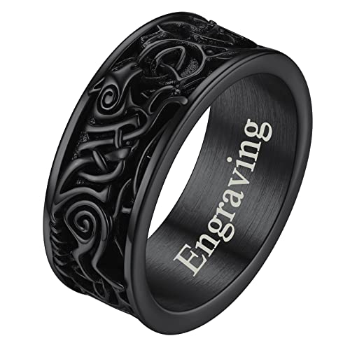 FaithHeart Schwarz Fingerring Viking Wolf Bandring Punk Stil Ring Wikinger Amulett Ring für Weihnachten Valentinstag Geburtstag von FaithHeart