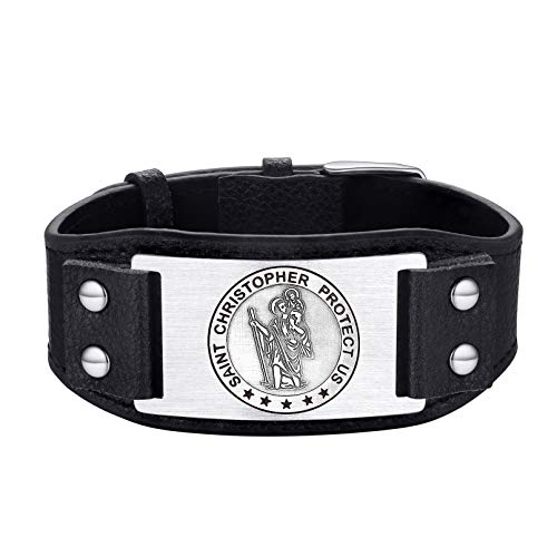 FaithHeart Viking Armband Herren Männer Saint Christophorus Amrskette Heiliger Christophorus Amulett Armreif von FaithHeart