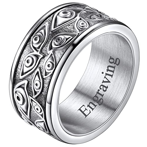 FaithHeart damen herren Spinnerring Vorsehung Auge Meditaitons Fingerring Drehbarer Fingerring mit Namen Text Gravur für Weihnachten Valentinstag Geburtstag von FaithHeart