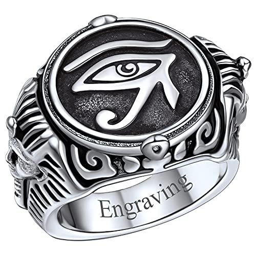 FaithHeart herren Fingerring Horus Auge Ring edelstahl Heiliger Bandring Siegelring mit geschenkebox für Vatertag Muttertag von FaithHeart