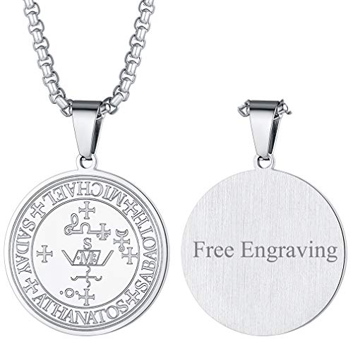 FaithHeart personalisierte Saint Michael Kette aus Edelstahl Siegel Der Sieben Erzengel Schmuck für Religiöser Leute von FaithHeart