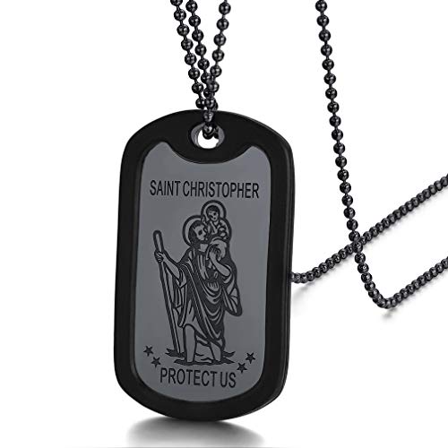 FaithHeart Saint Christophorus Amulett für Herren Damen, Kette mit Schwarzer Silikon Hundemarke Anhänger, Amulett Accessoires für das Fahrer Reisende von FaithHeart