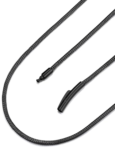 FaithHeart schwarz halskette 2mm breit 65cm lang Schlangenkette mit Gravur Personalisierter Schmuck für jungen männer mädchen von FaithHeart