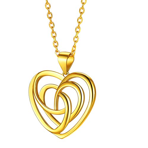 FaithHeart vergoldet Herzanhänger Keltischer Knot Halskette Damen Schmuck Kette mit Keltischer knot Anhänger von FaithHeart