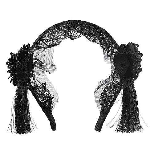 Rose Haarband Blumenkrone Stirnband Kopfschmuck für Mädchen Damen Floral Headwear Festival Gothic Schwarze Spitze Haarreif für Halloween Kostümzubehör, Cosplay, Festival Vintage Fancy Deko von FakeFace