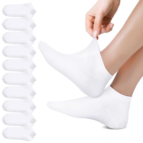 Falechay 10 Paar Sneaker Socken Herren 43-46 Sportsocken Damen Kurz Socken Baumwolle Laufsocken Atmungsaktive,Weiß 43-46 von Falechay