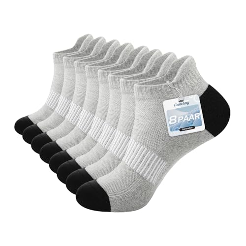 Falechay Sneaker Socken Herren Sportsocken Damen Baumwolle 8 Paar Sneakersocken Kurze Socken Sportsocken Halbsocken Socks Unisex,Grau 35-38 Falechay Sneaker Socken Herren Sportsocken Damen Baumwolle 8 Paar Sneakersocken Kurze Socken Sportsocken Halbsocken Socks Unisex,Grau 35-38 von Falechay