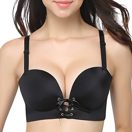 FallSweet Add Zwei Cups Bras Büstenhalter Für Frauen Push Up Gepolstert Ungefüttert (Schwarz,90C) von FallSweet