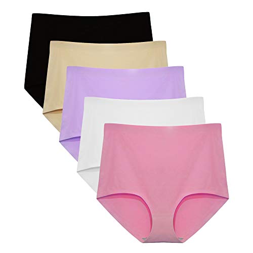 FallSweet No Show Slip mit hoher Taille Unterwäsche für Damen Seamless Panties, 5er Pack（Color2,XL von FallSweet