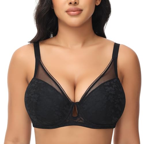 FallSweet Push Up Spitzen BH Damen Mit Bügel Sexy Klassische BHS für Damen(Schwarz,100E) von FallSweet