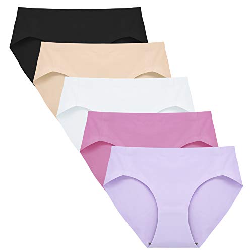 FallSweet Seamless Unterwäsche Damen Slips High Cut Slips Mittel Taille Soft Panties, 5er Pack (color2,M) von FallSweet