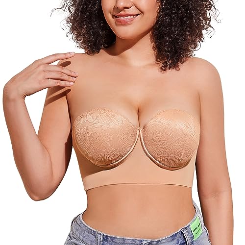 FallSweet Trägerloser BHS Damen Mit Bügel BH Trägerlos Große Brüste (Beige, 100D) von FallSweet