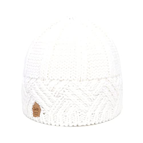 Modische dicke einfarbige Wollmütze für Damen und Herren, Herbst und Winter, weich, warm (weiß) von Famboz